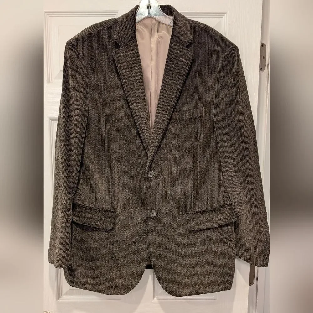 Dockers Corduroy Sport Coat Army Green Gray Size 44R Cotton Blazers Two Button